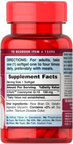Puritan's Pride Q-SORB Co Q-10 100mg 60 Softgels - Image 3