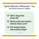 Nature's Bounty Melatonin Sleep Aid 3mg 240 Tablets - Image 3