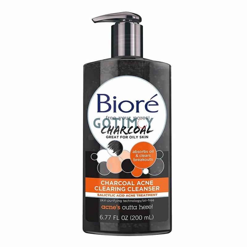 Biore Charcoal Acne Clearing Cleanser 6.77 Ounce Pump (200ml) - Image 1