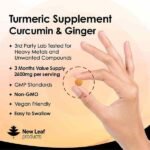 Turmeric Tablets 2600mg Ginger & Black Pepper 180 Capsules - Image 2