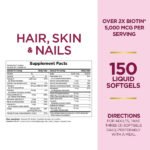 Nature’s Bounty Hair Skin & Nails + Collagen 2500mcg Biotin 100mg Collagen 80 Gummies - Image 2