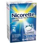 Nicorette 2mg White Ice Mint Coated Stop Smoking Aid Gum 100 pices (USA)