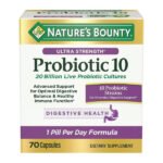 Nature’s Bounty Probiotic 10, 20 Billion Live Probiotic Cultures 70 Capsules