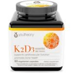Youtheory K2 and D3 Daily Vitamin 60 Vegetarian Capsules