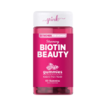 PINK Biotin Gummies 60 Count Non-GMO & Gluten Free Fruit Flavor Vitamin for Hair Skin and Nails