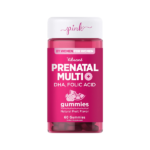 PINK Prenatal Vitamins 60 Gummies with DHA and Folic Acid Non-GMO & Gluten Free Multivitamin Natural Fruit Flavor