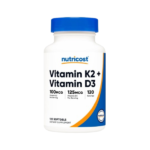 Nutricost Vitamin K2 MK7 100mcg + Vitamin D3 5000 IU 120 Softgels Gluten Free and Non GMO